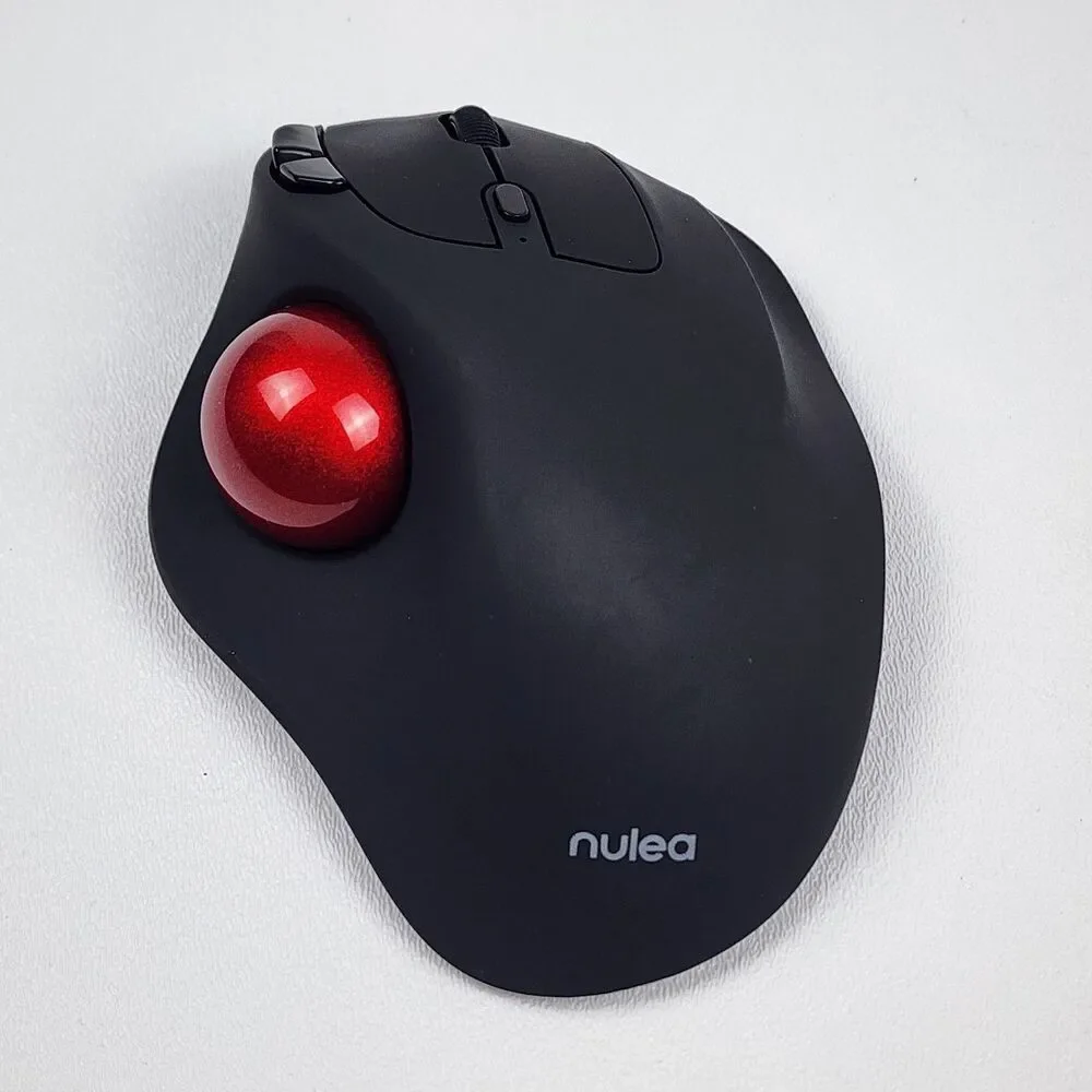 Nulea M511 Wireless Trackball Mouse Rechargeable Bluetooth USB Ergonomic Red
